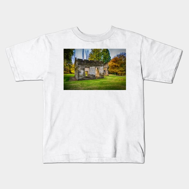 A Hidden Gem in the Forest: The Abandoned Stone Shack Kids T-Shirt by Rexel99